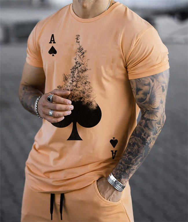 Men casual Tracksuits sportswear short sleeve outfit T-shirt trousers two-piece Short set